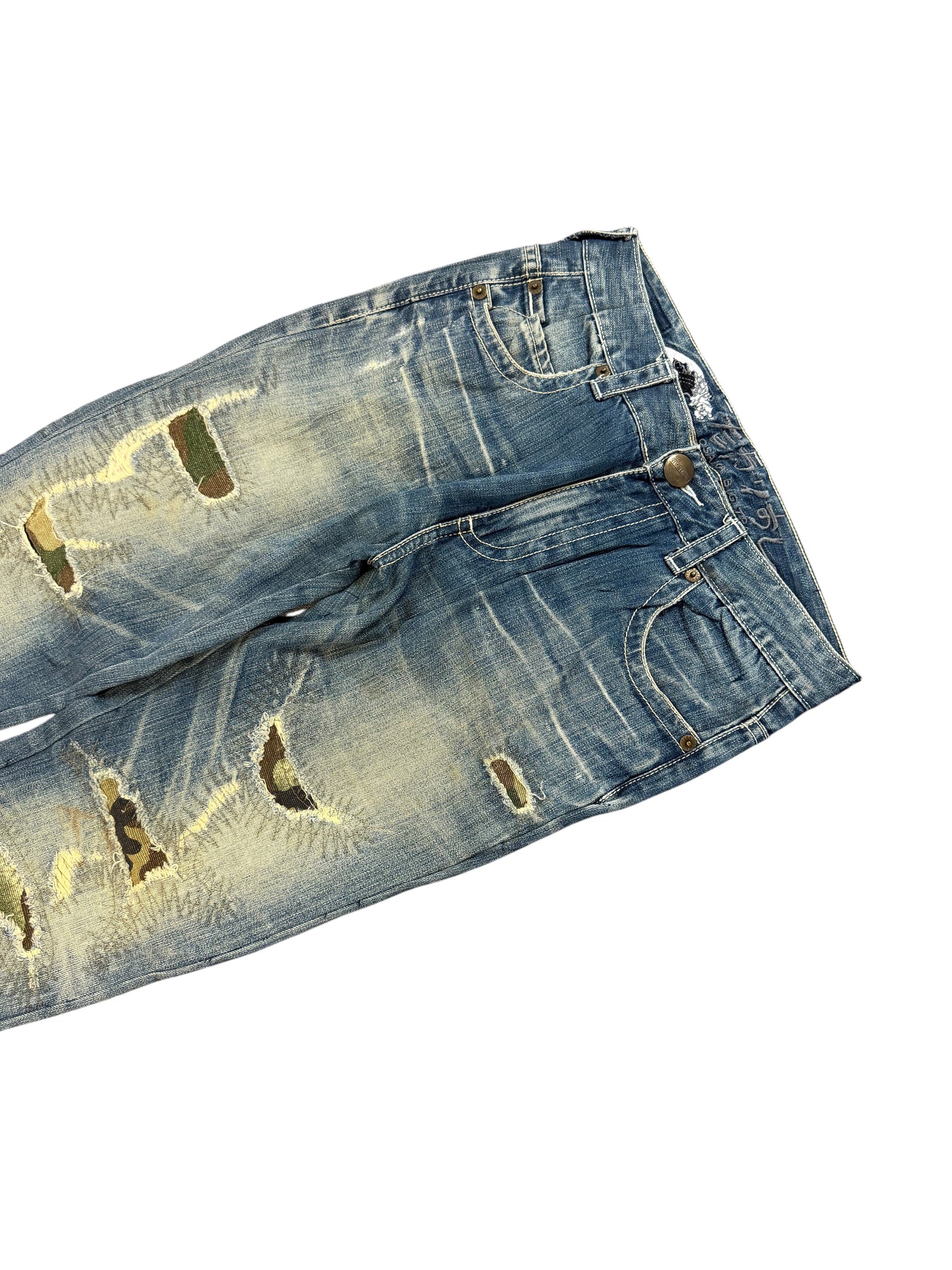 WASHED RIPPED SLIM FIT JAPANESE DENIM (S)