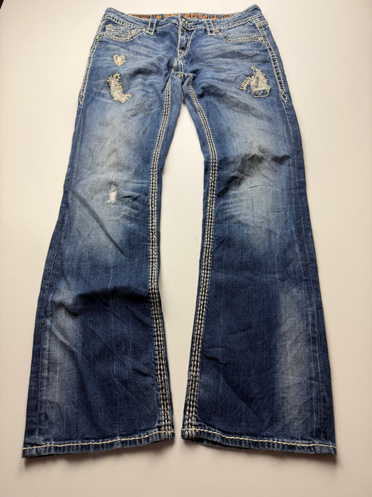 Rock Revival 2000s Flared/Bootcut Low Rise Jeans(M)