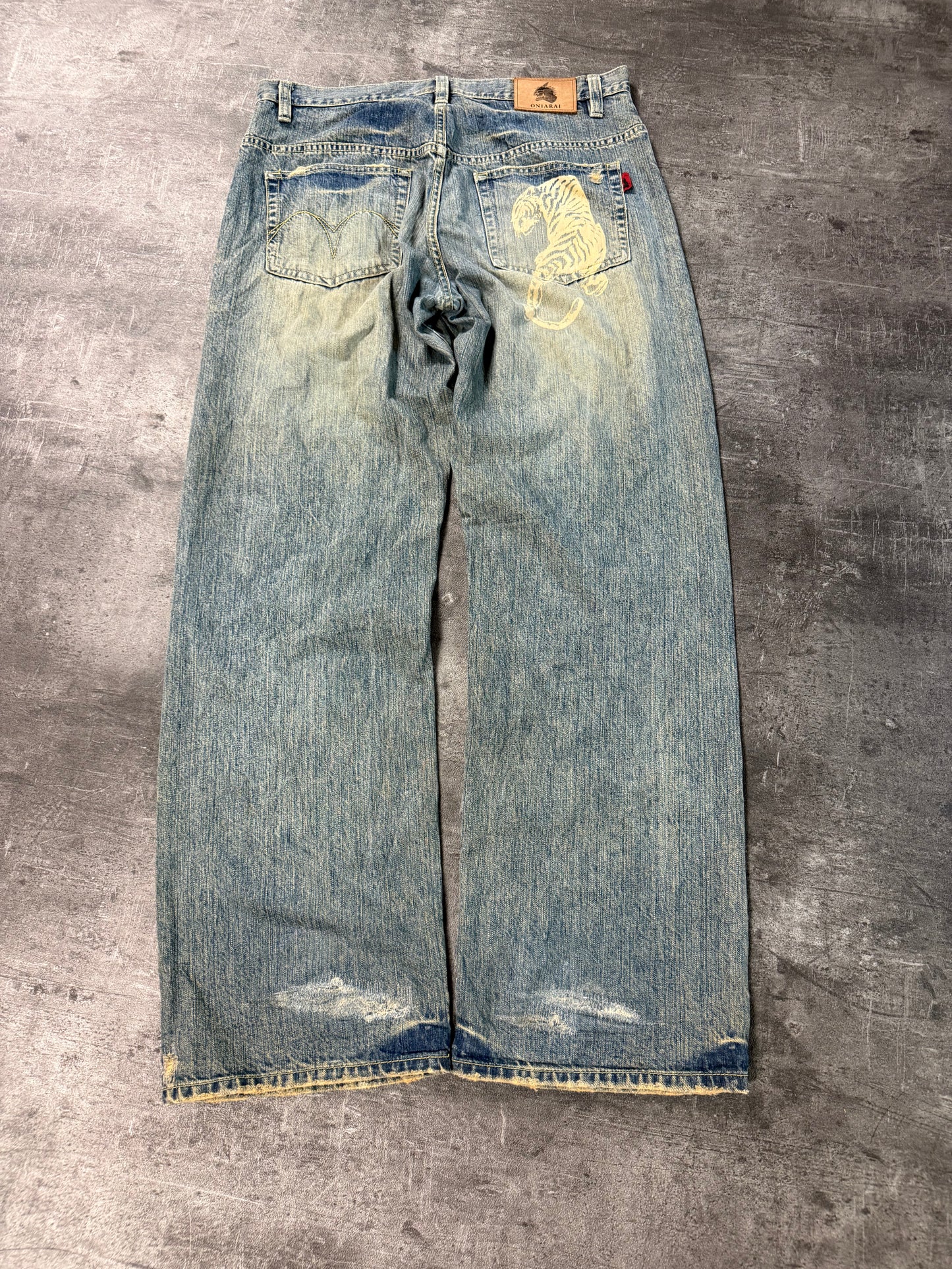 WASHED PRINTED JAPENESE DENIM (L)