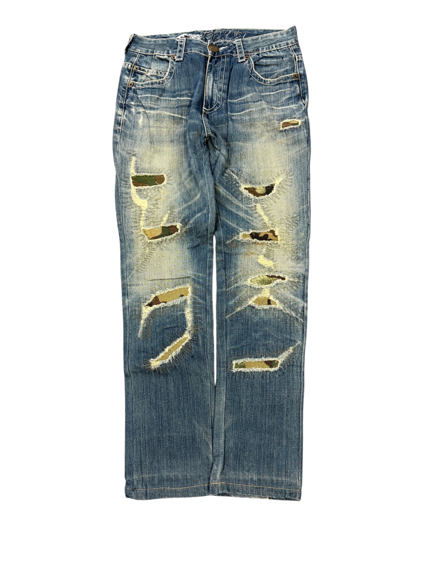 WASHED RIPPED SLIM FIT JAPANESE DENIM (S)