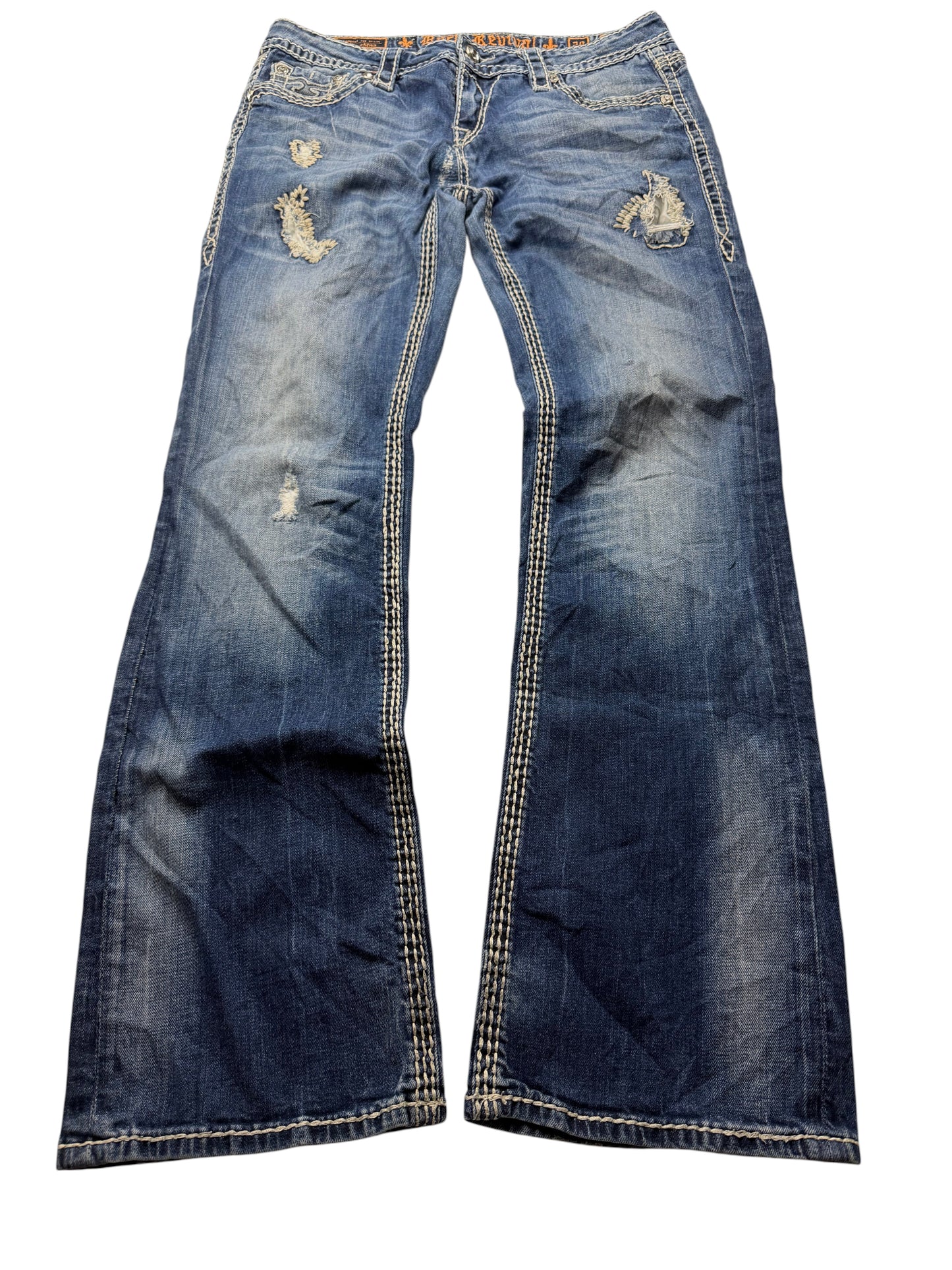 Rock Revival 2000s Flared/Bootcut Low Rise Jeans (M)