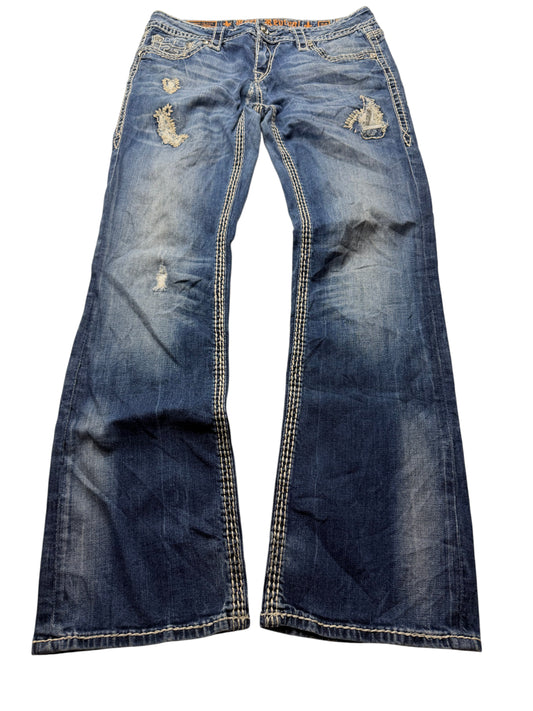 Rock Revival 2000s Flared/Bootcut Low Rise Jeans (M)